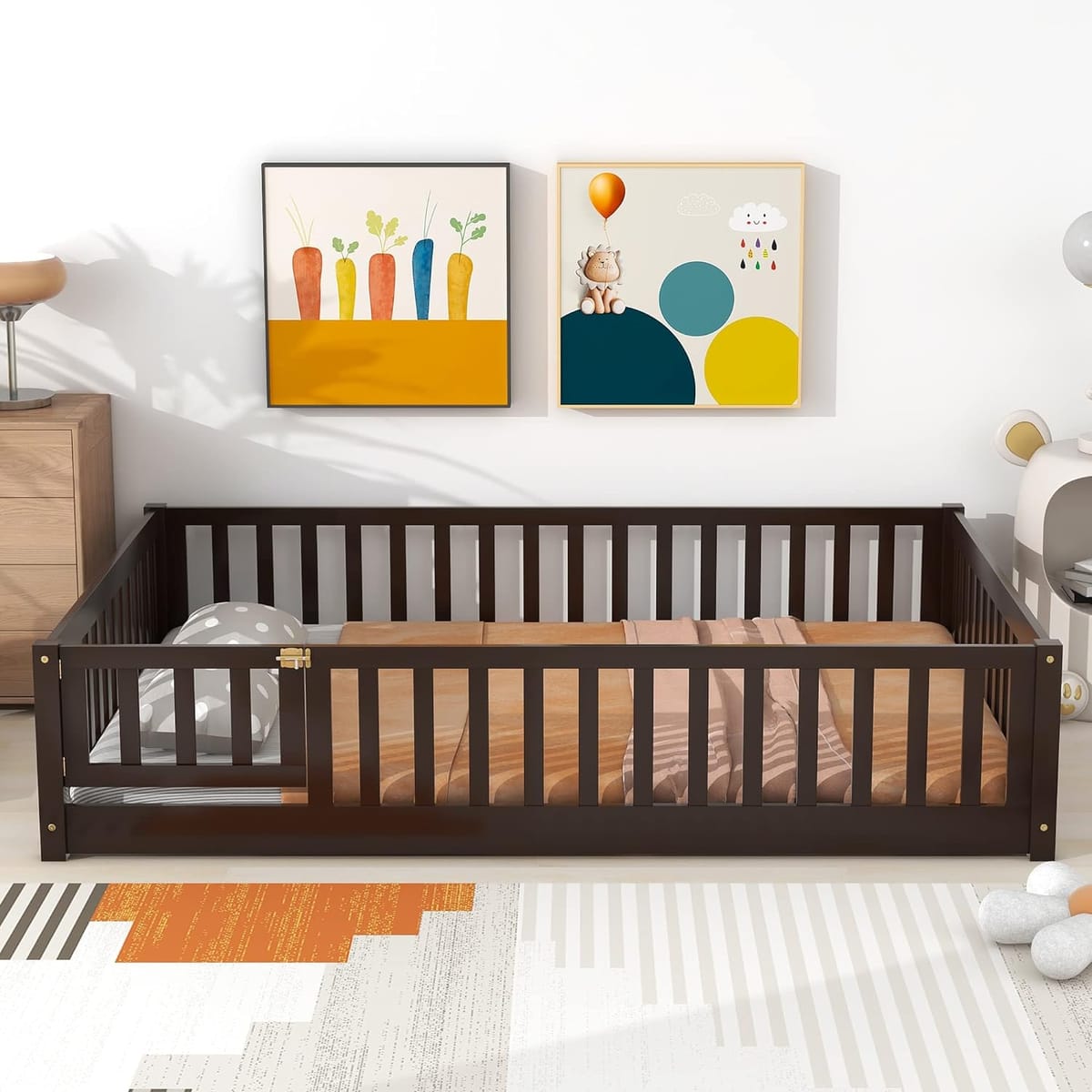 Montessori Floor Bed with Rails